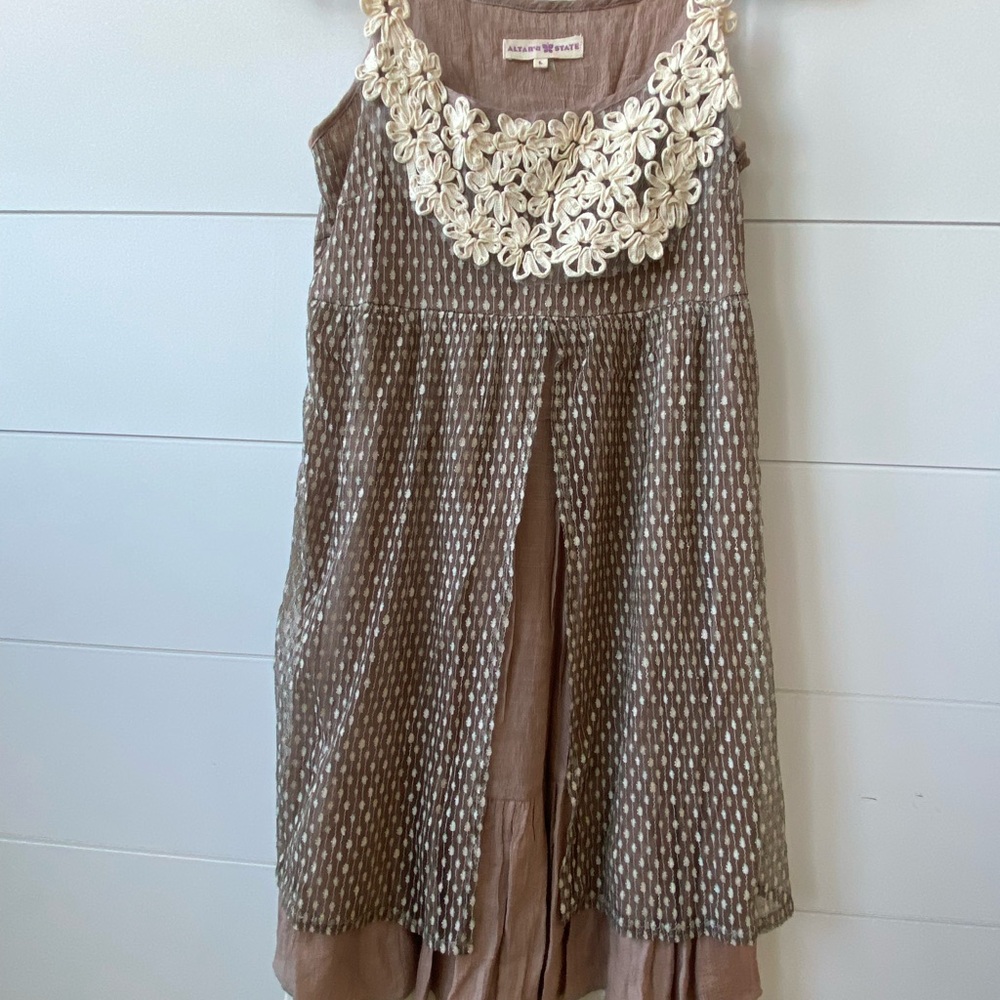 Altar'd State Brown and Cream Casual Dress